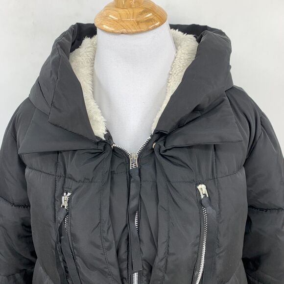 XUEYUGE Puffer Coat Womens S Small Water Resistant Nylon Faux Fur Hooded Parka - Picture 3 of 11